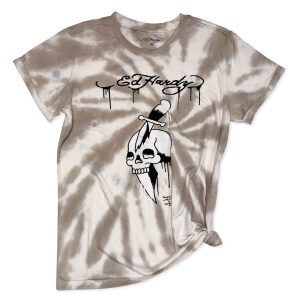 Tie Dye Dagger Skull Side Tie Boyfriend Tee