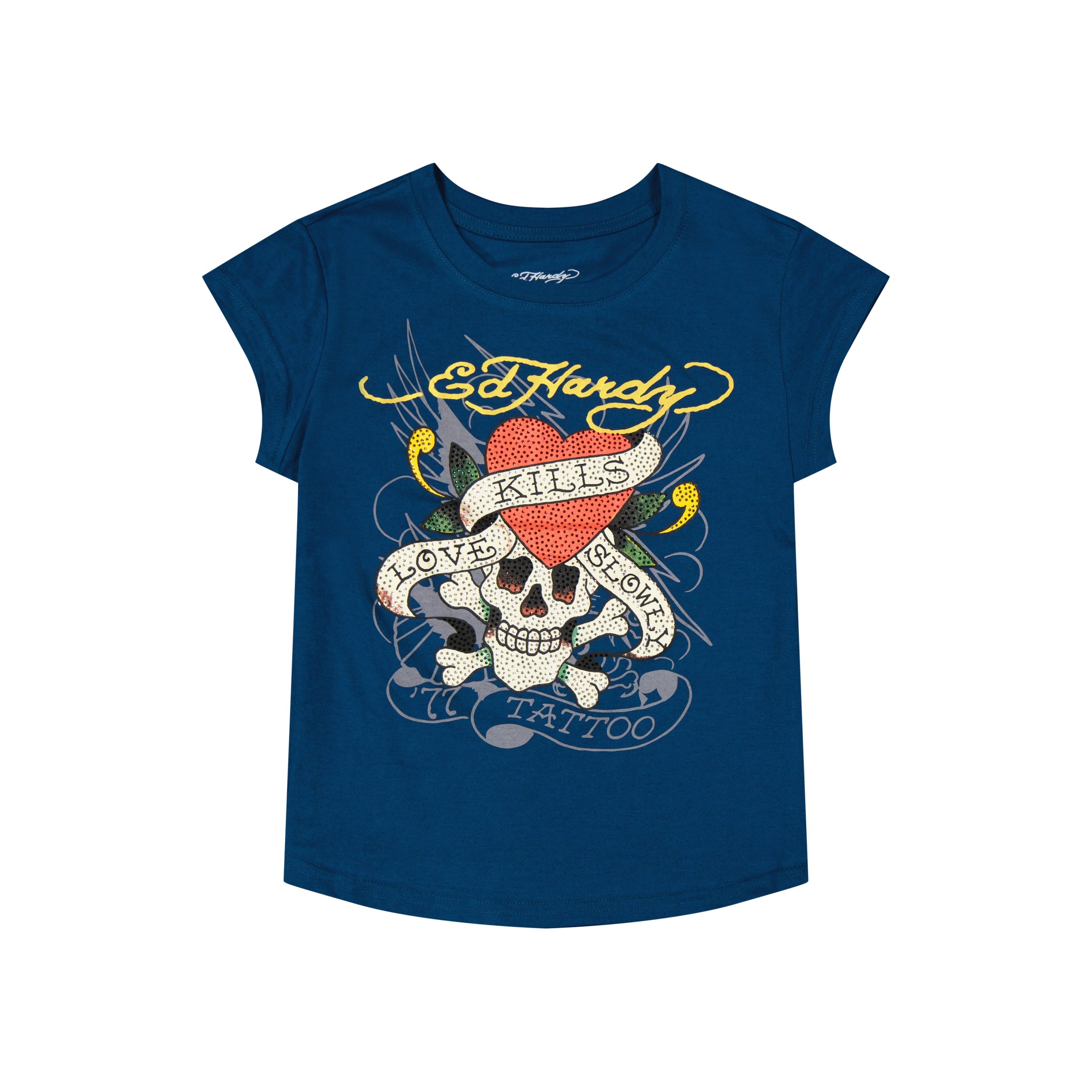 LKS Skull Rhinestone Cap Sleeve Tee